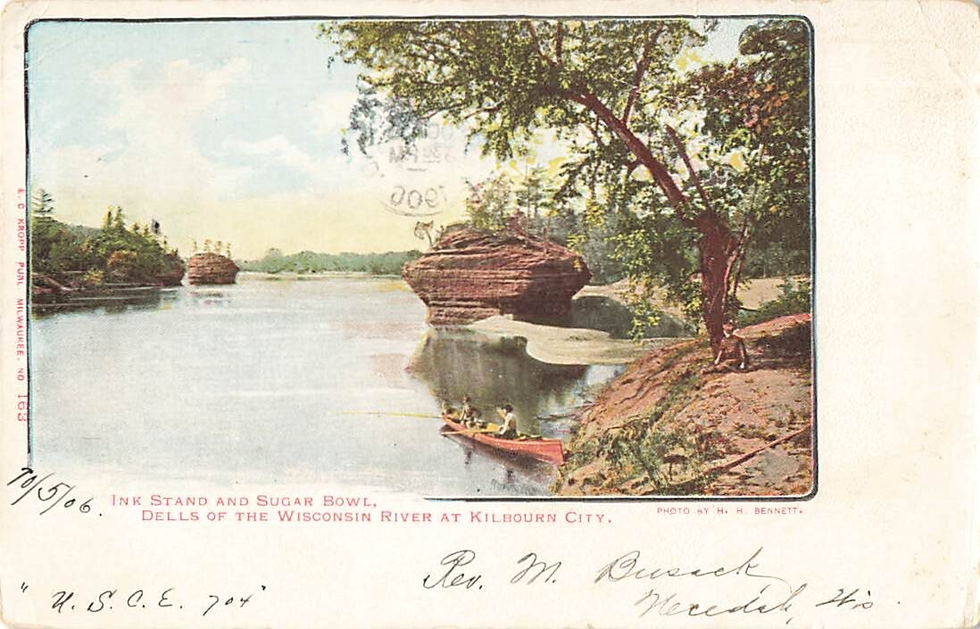 Postcard Ink Stand Sugar Bowl Dells of Wisconsin River Kilbourn City WI DB 1906