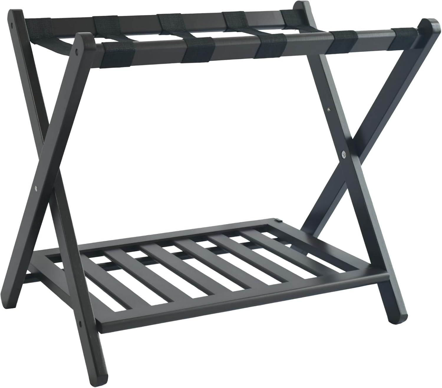Luggage Rack，Folding Suitcase Stand with Storage Shelf，Luggage Stand for Guest R-image