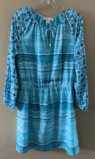 Michael Michael Kors Women's Dress Size 4 Long Sleeve Turquoise Round Neck A7
