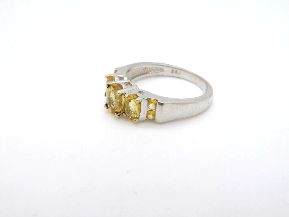 Anillo de piedras preciosas de berilo ovaladas de plata de ley BBJ, talla 9 Foto 2 de 4