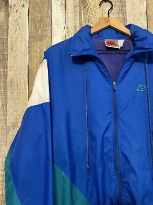 Vintage 90s Nike Full Zip Hooded Multicolor Colorblock Jacket Sz
