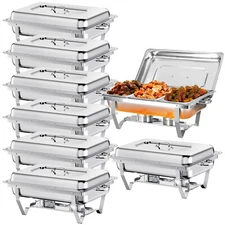 8 Pack Chafing Dish Food Warmer Stainless Steel Buffet Chafer 1/3 size pan 8QT