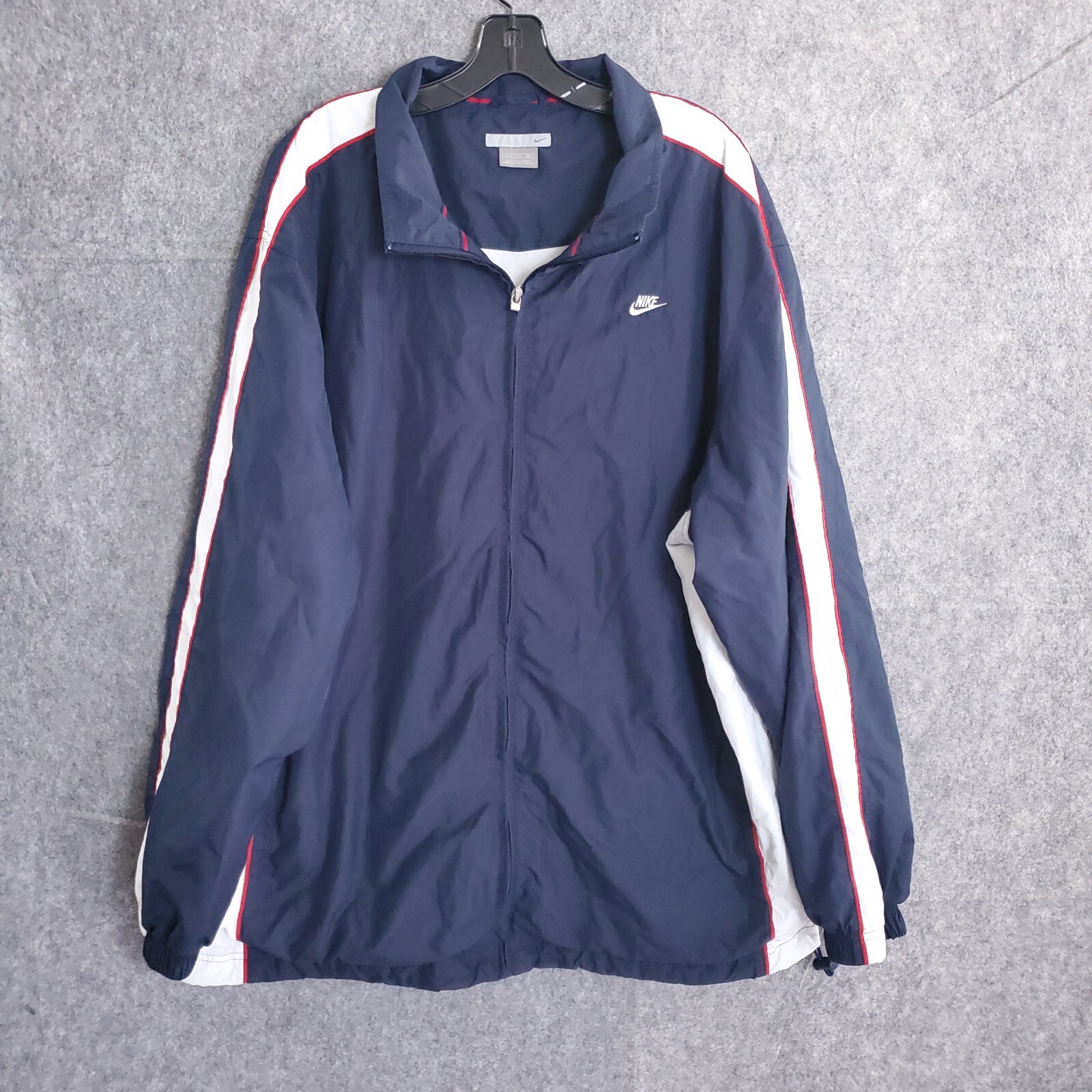 SACAI X NIKE Giacca a vento vintage Nike foderata uomo taglia 2XL full zip blu swoosh spell out