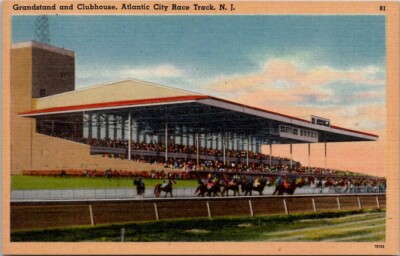 Grandstand and Clubhouse, Atlantic City Race Track, N.J  Vintage Postcard Wpc2