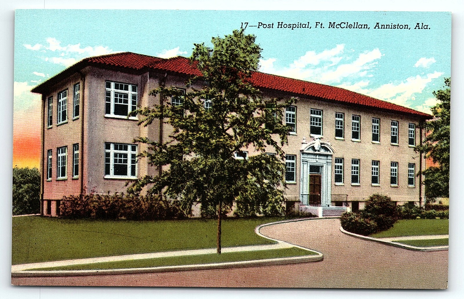 1930s ANNISTON ALABAMA FT. McCLELLAN POST HOSPITAL LINEN POSTCARD P362