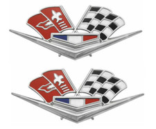 Trim Parts Front Fender 327409 X-flag Emblem Set 1962-1963 Impala And Bel Air