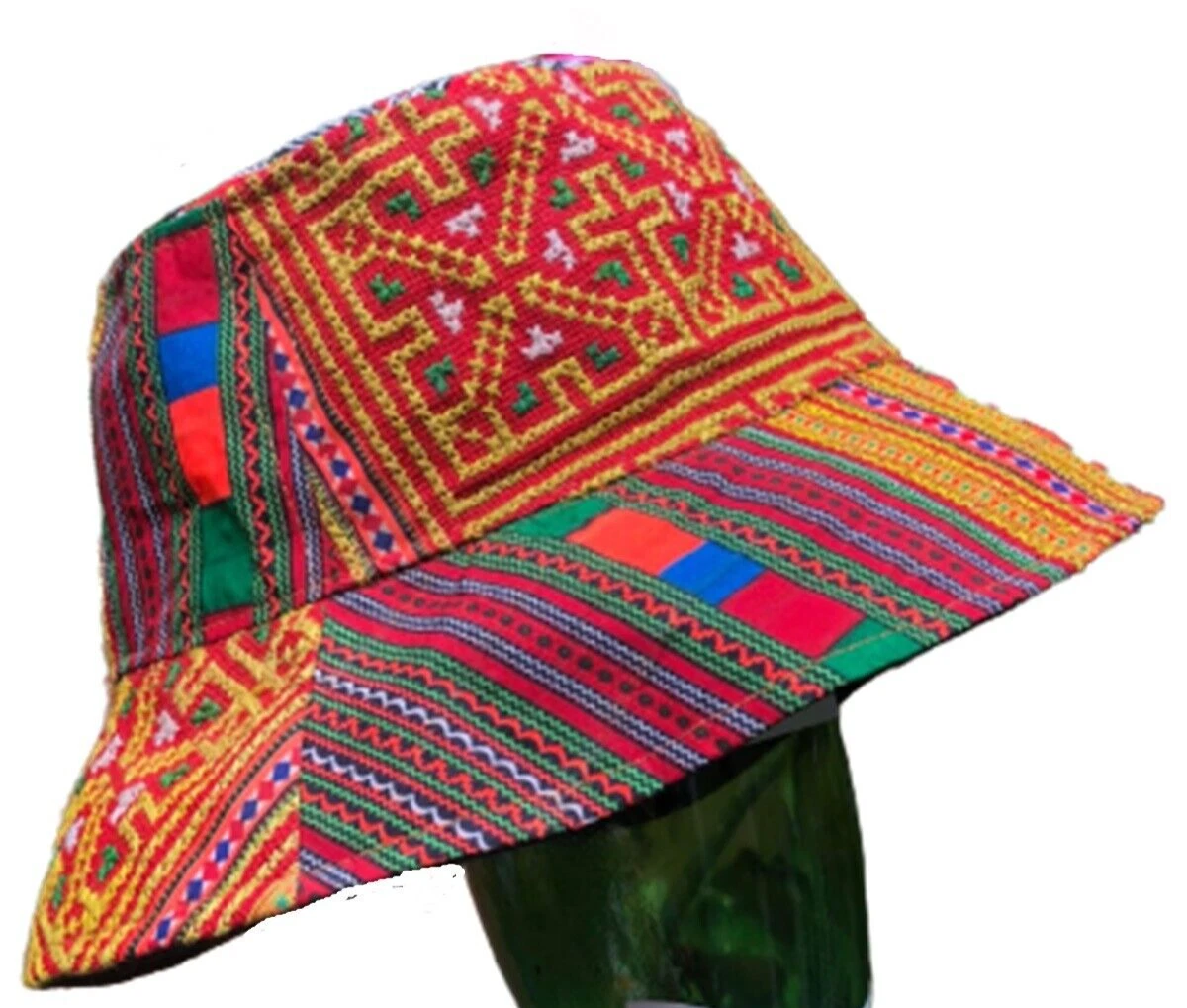 Hat Men Boho Sun Cap Cotton Foldable Wide Brim Bucket Tribe Bohemian Thai  Hippie