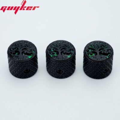 3PCS GUYKER Surface Large Tree Of Life Potentiometer Knob Black For Guitar Bass