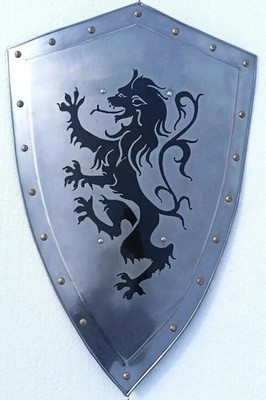 Medieval Templar Knight Shield 18ga Steel Dragon Embossed Functional Armor Gift