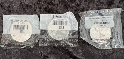 2002, 2003 & 2007 American Walking Eagle Liberty Fine Silver Dollars Coins 1oz