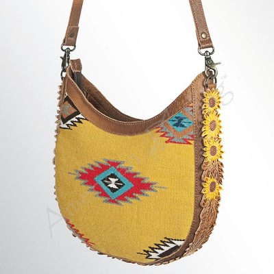 AD American Darling Hand Tooled Floral Hobo Bag Hand Woven Saddle Blanket