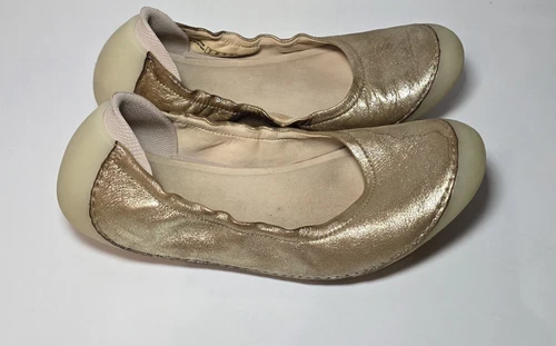 Scarpe ballerine Clarks donna oro metallizzato misura larga taglia UK 4D