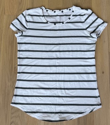 EUC* Lululemon Size 2 Love Crew T-Shirt Tee Shirt Short Sleeve White/Dark Olive