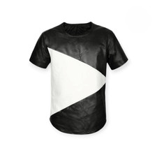 Mens  Black  & White Genuine Leather Shirt Sh...