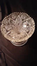 VTH Pressed CLEAR Glass Punch BOWL Base Saw Tooth Sunburst IMPERIAL?