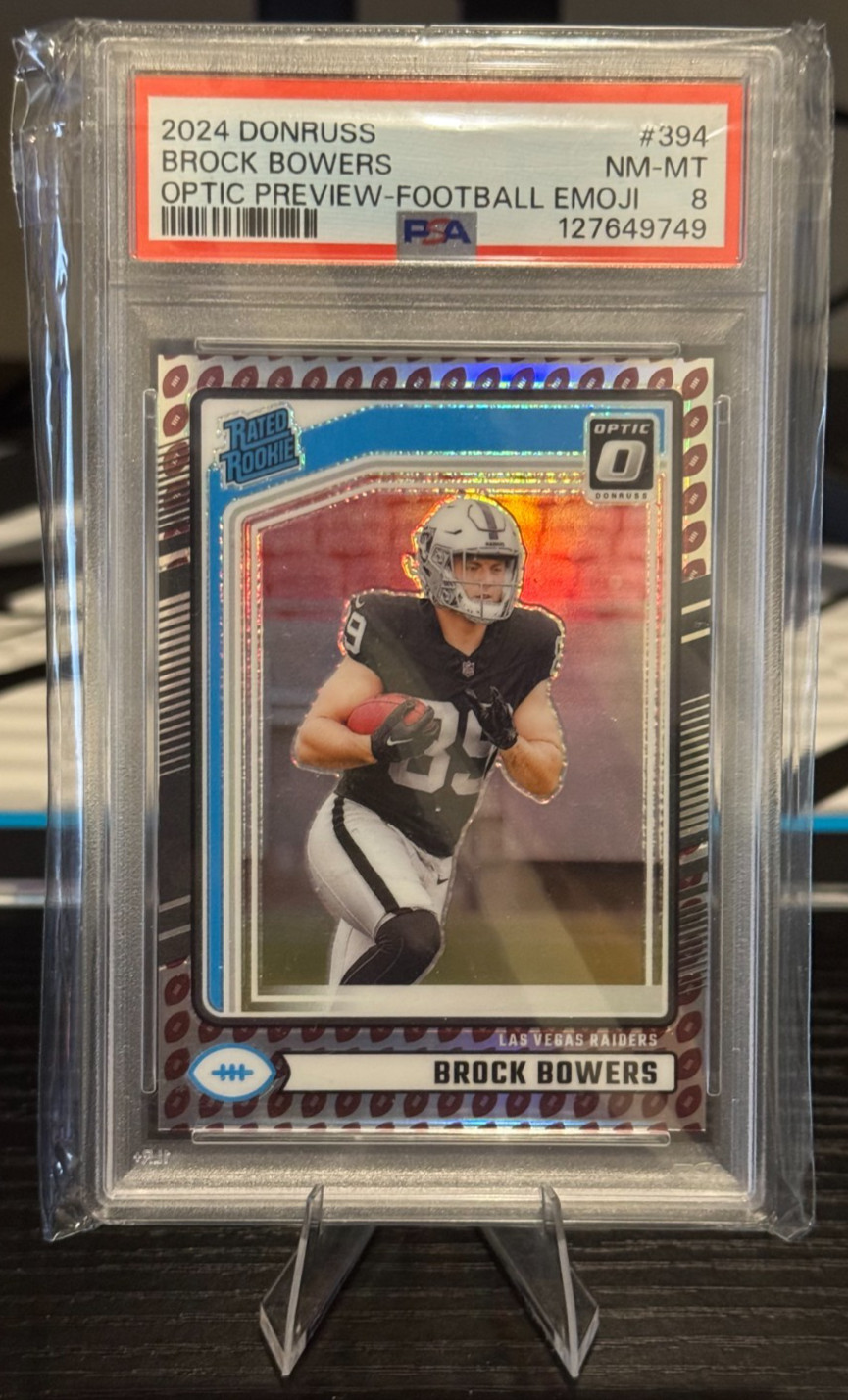 2024 Panini Donruss Rated Rookie Brock Bowers #394 Optic Preview Football Emoji