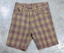 Vintage Levis Kids shorts Disco Flannel Brown 60's 70's Talon Zipper youth boys