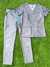 FIGS Technical Collection Women's Scrub Set Top  Pants XS Gray Solid