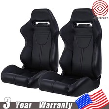 Pair Of Reclinable Racing Seats Pvc Leather Carbon Look For Jeep W Dual-slider