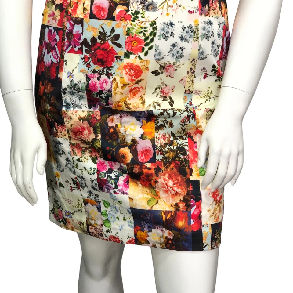 Vestido recto sin mangas floral trasero cremallera completa W by Worth para mujer talla 12 Y2K Foto 3 de 4