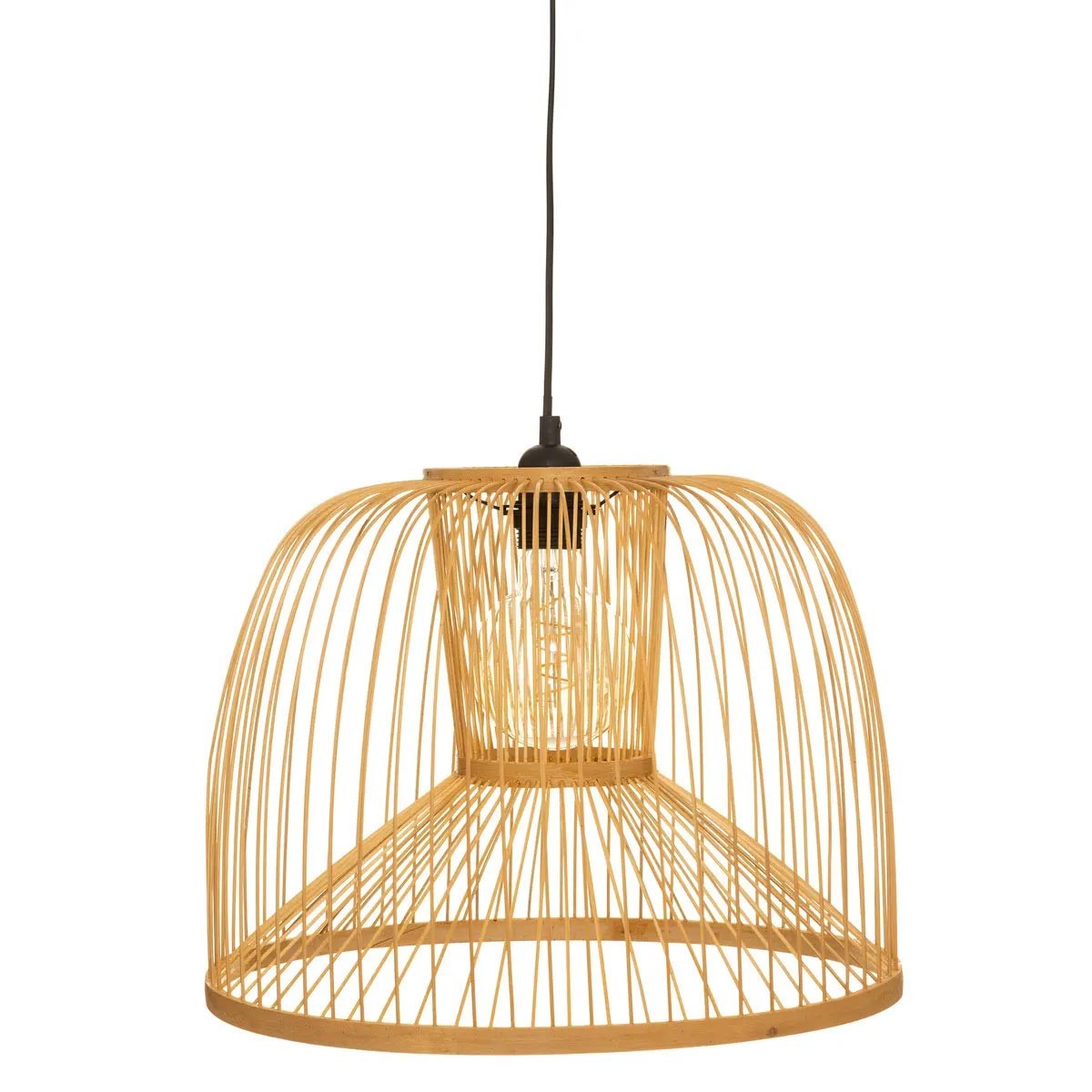 Suspension en bambou haut de gamme Amy 38cm beige lustre fait main