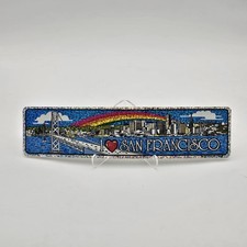San Francisco Golden Gate City Travel Vintage Art Bumper Sticker Glitter Rainbow
