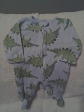 Carter's gray dino footed sleeper 0-3M gray dinos long sleeves 2 way zip