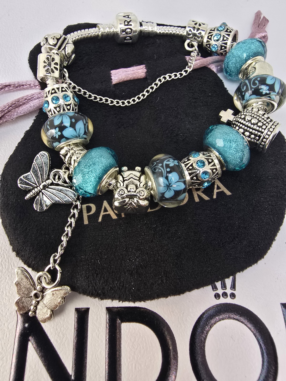 Pandora Charm Bracelet with Charms 7.5 Inches Adjustable