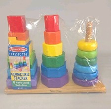 Melissa  Doug Geometric Stacker Wooden Educational Classic Toy NEW 2 Pcs R Gone