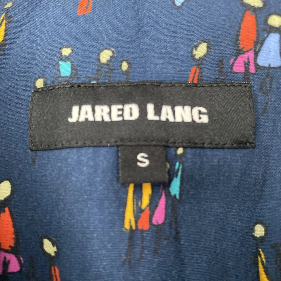 Jared Lang Mens Shirt Button Up AOP Stick People Family Small Light S 20x28 - Image 3 of 4