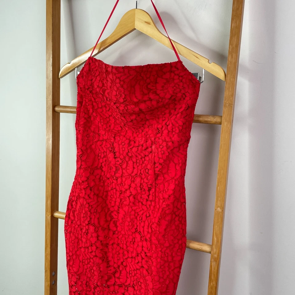 White Fox Sheath Dress Womens Small Lace Halter Knee Length Sleeveless Party - image 4 of 4