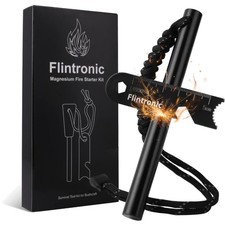 Handgemachter Feuerstahl mit Survival Set: Wasserfester Magnesium-Feuerstarter