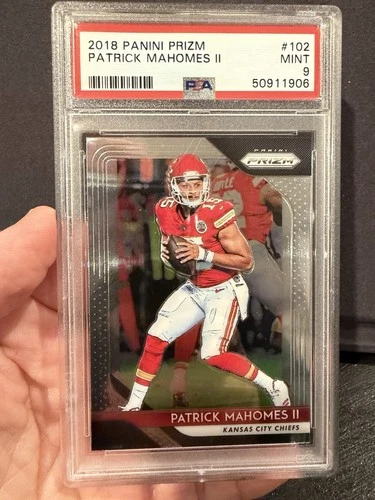 2018 Panini Prizm Football Card #102 Patrick Mahomes II Chiefs 2nd Year PSA 9