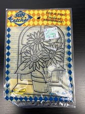 VTG Craft House Stained Glass Suncatchers Paint N Hang Sunflowers 4.5"