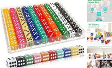 SLSESIN 100 Pieces 16MM Dice Set, 6 Sided Standard Colored Dices with Portable