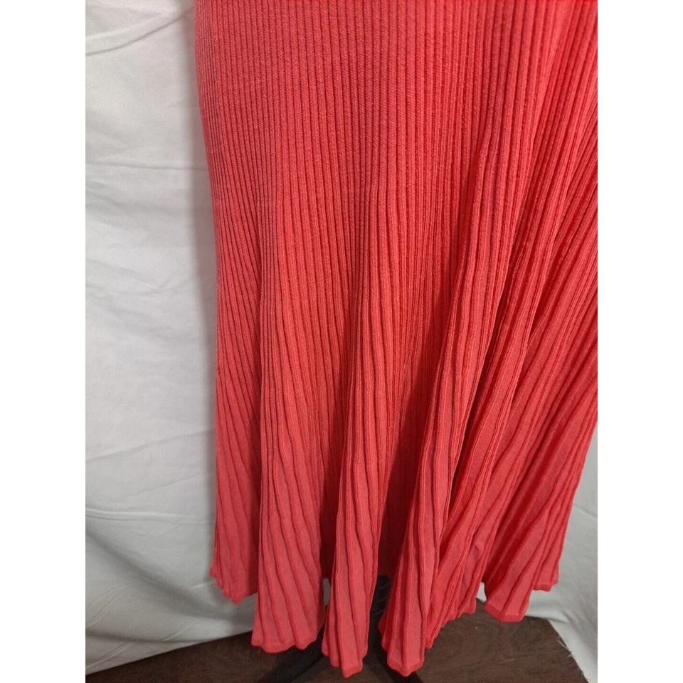 Vestido para mujer rosa melón sin mangas cuello hasta la rodilla talla 1X Wendy Williams acanalado verano Foto 3 de 4