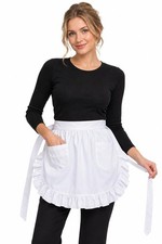 Waist Apron for Women with Pockets Waitress Apron Maid Costume Vintage Frilly...