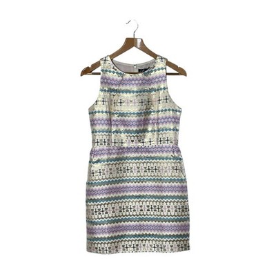 C. Luce Gold Brocade Mini Cocktail Dress M Sleeveless Formal Glam Party Evening