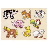 Goki 57873 - Steckpuzzle Bauernhof Vii, Klassiker Holz Kinder Formen, Neu Ovp