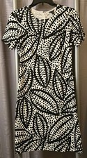 Ann Taylor Womens Sheath Dress Short Sleeve Geometric Print Black White Size 0