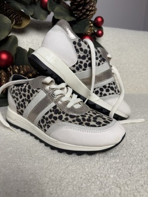 GEOX Respira Women s Sneakers Size 39 US 9 Leather Animal Print Metallic Comfort