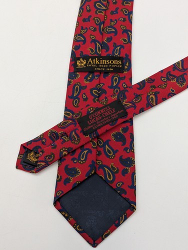 Atkinsons for O'Connell's Red Paisley Foulard Trad 50% Wool 50% Silk Tie Ireland - Picture 3 of 3