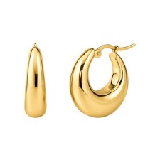 Medium Tapered Hoop Earrings in 14K Yellow Gold
