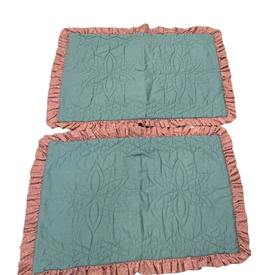 Almohada acolchada vintage fundas y almohada floral cachemira retazos verde azulado y rosa Foto 4 de 4