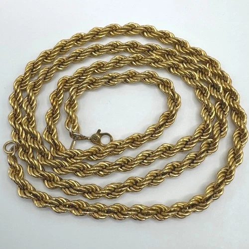Vintage MONET Rope Chain Gold Tone Layering Fine Costume Jewelry 1960s Necklace