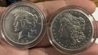 LOT OF 2 Silver Dollars Morgan & Peace Silver Old Coins American XF-AU