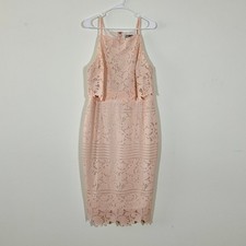 ASOS I Blush Floral Lace Tiered Popover Midi Dress I Size 14 I Halter Cocktail
