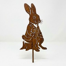 Osterhase „Hoher Lord” 30 x 1 x 17 cm Metall Dekofigur in Edelrost Optik Garten 