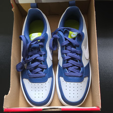 Nike Blue White Unisex Kids Athletic Sneakers Low Top Lace Up Rubber Sole