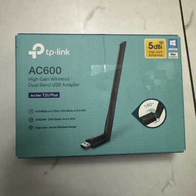 TP-Link Archer T2U Plus AC600 USB WiFi Adapter Dual Band 5dBi High Gain Antenna